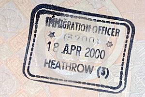 UK immigration arrival passport stamp