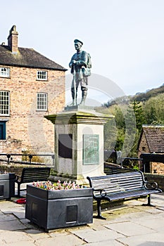 UK Ironbridge March 3 2016 Statue of foot solider on war memorial in Shropshire