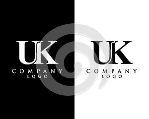 UK, KU letter logo design with black and white color that can be used for creative business and company