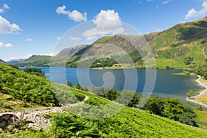 UK Lake District Buttermere Cumbria England uk on a beautiful sunny summer day surrounded by fells