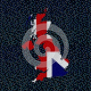 UK map flag on hex code illustration photo