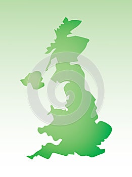 UK map using green color with dark and light effect vector on light background