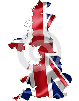 UK United Kingdom map with flag photo