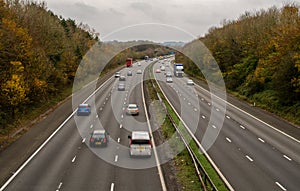 A UK motorway, with limited traffic.