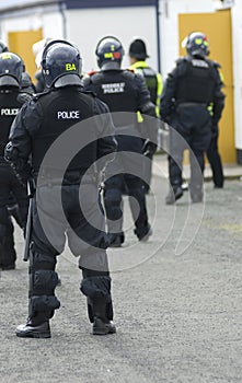 Uk Police Officers in Riot Gear