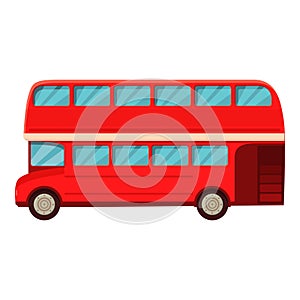 UK red bus icon cartoon vector. Traffic transport side