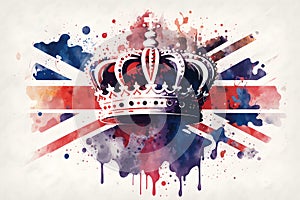 UK Royal Crown on Great Britain flag background