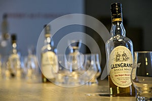 UK, Scotland 17.05.2016 Glen Grant Speyside Single Malt Scotch Whisky Distillery production bottles