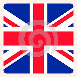 UK square flag button, social media communication sign, business