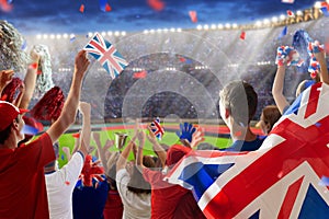 UK team supporter on stadium. British fans