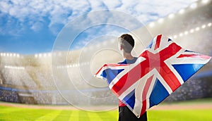 UK team supporter on stadium. British fans