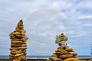 Uk towers by the sea laid by people