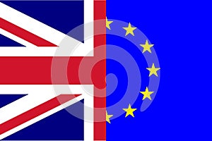 UK Union Jack and EU Euopean Flag Brexit Divorce