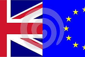 UK Union Jack and EU Euopean Flag Brexit Divorce Split