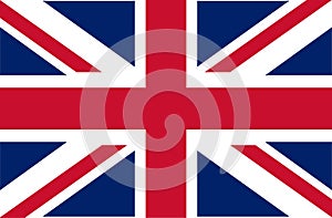 UK. Union Jack. Flag of United Kingdom. Official colors. Correct proportion. Vector illustration. The British flag is flying in th