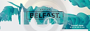 UK United Kigdom Belfast skyline city gradient vector banner photo