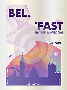 UK United Kigdom Belfast skyline city gradient vector poster photo