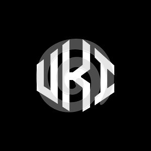 UKI letter logo design with polygon shape. UKI polygon and cube shape logo design. UKI hexagon vector logo template white and