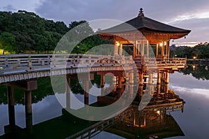 Ukimido Pavilion and the reflections in the lake, Nara, Japan