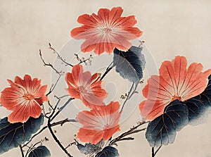Ukiyo-e flowers with floral motifs