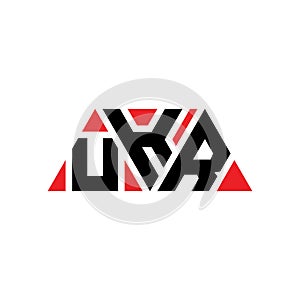 UKR triangle letter logo design with triangle shape. UKR triangle logo design monogram. UKR triangle vector logo template with red