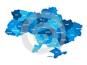 Ukraine - administrative map of oblasts photo