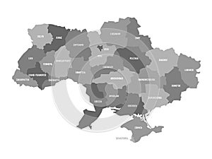 Ukraine - administrative map of oblasts photo