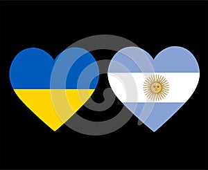 Ukraine And Argentina Flags National Europe And American Latine Emblem Heart Icons