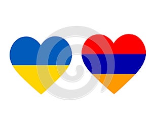 Ukraine And Armenia Flags National Europe Emblem Heart Icons Vector