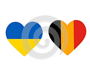 Ukraine And Belgium Flags National Europe Emblem Heart Icons Vector