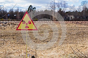 UKRAINE. Chernobyl Exclusion Zone. - 2016.03.19. Sign of radiation pollution near the Prypat