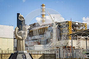 UKRAINE. Chernobyl Exclusion Zone. - 2016.03.19. Resquers memorian near the Nuclear Power Plant photo