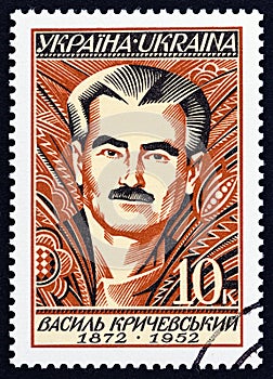 UKRAINE - CIRCA 1997: A stamp printed in Ukraine shows painter Vasyl Krichevskyi, circa 1997.