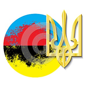 Ukraine Coat of Arms with colors of national flag