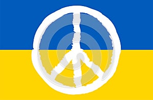 ukraine country colors flag with peace sign