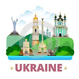 Ukraine country design template Flat cartoon style