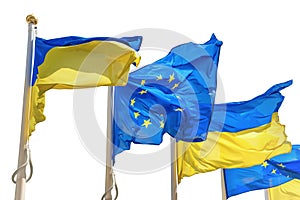 Ukraine and European Union flags