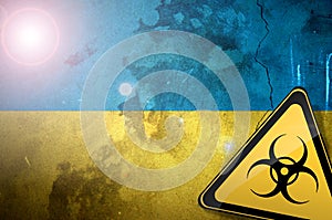 Ukraine flag bio pollution hazard sign danger illustration