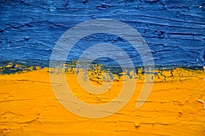 Ukraine Flag Blue and Yellow. Abstract yellow-blue background, selective focus