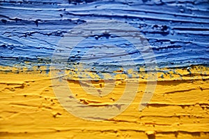 Ukraine Flag Blue and Yellow. Abstract yellow-blue background, selective focus