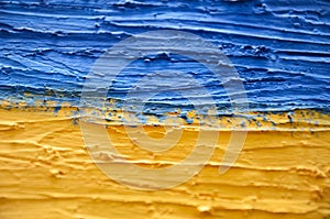 Ukraine Flag Blue and Yellow. Abstract yellow-blue background, selective focus