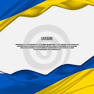 Ukraine flag design. Waving Ukrainian flag made of satin or silk fabric.