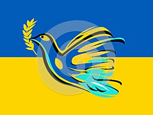 Ukraine flag with dove of peace