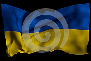 Ukraine flag with fabric texture. 3D remder.