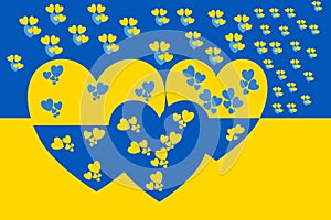Ukraine Flag with Heart Background.