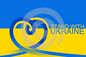 Ukraine Flag with Heart Background.