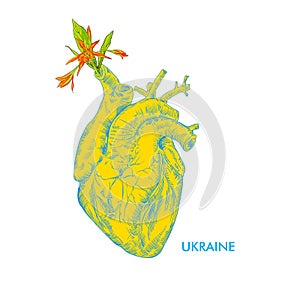 Ukraine flag icon in heart shape
