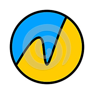 Ukraine flag logo icon in cartoon doodle style
