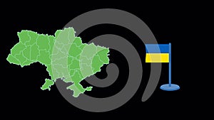 Ukraine Flag and Map Shape Animation