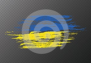 ukraine flag paint water colour hand drawn stroke and texture. Grunge vector isolated on transparent background
